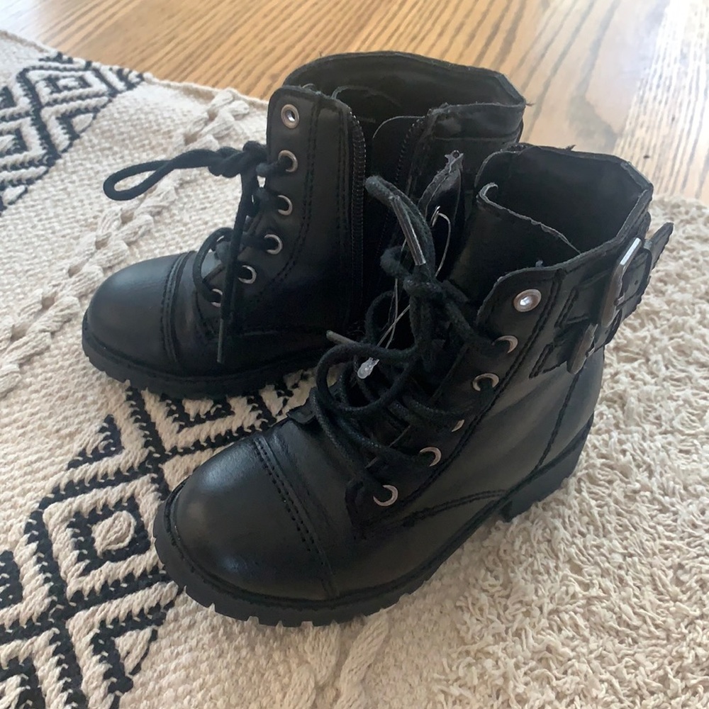 Black moto combat boots toddler size 8